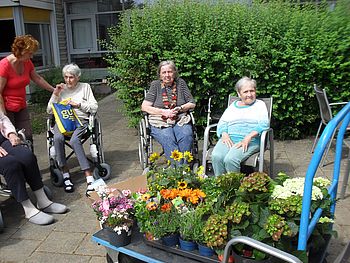 Unsere Bewohner mit Blumen.